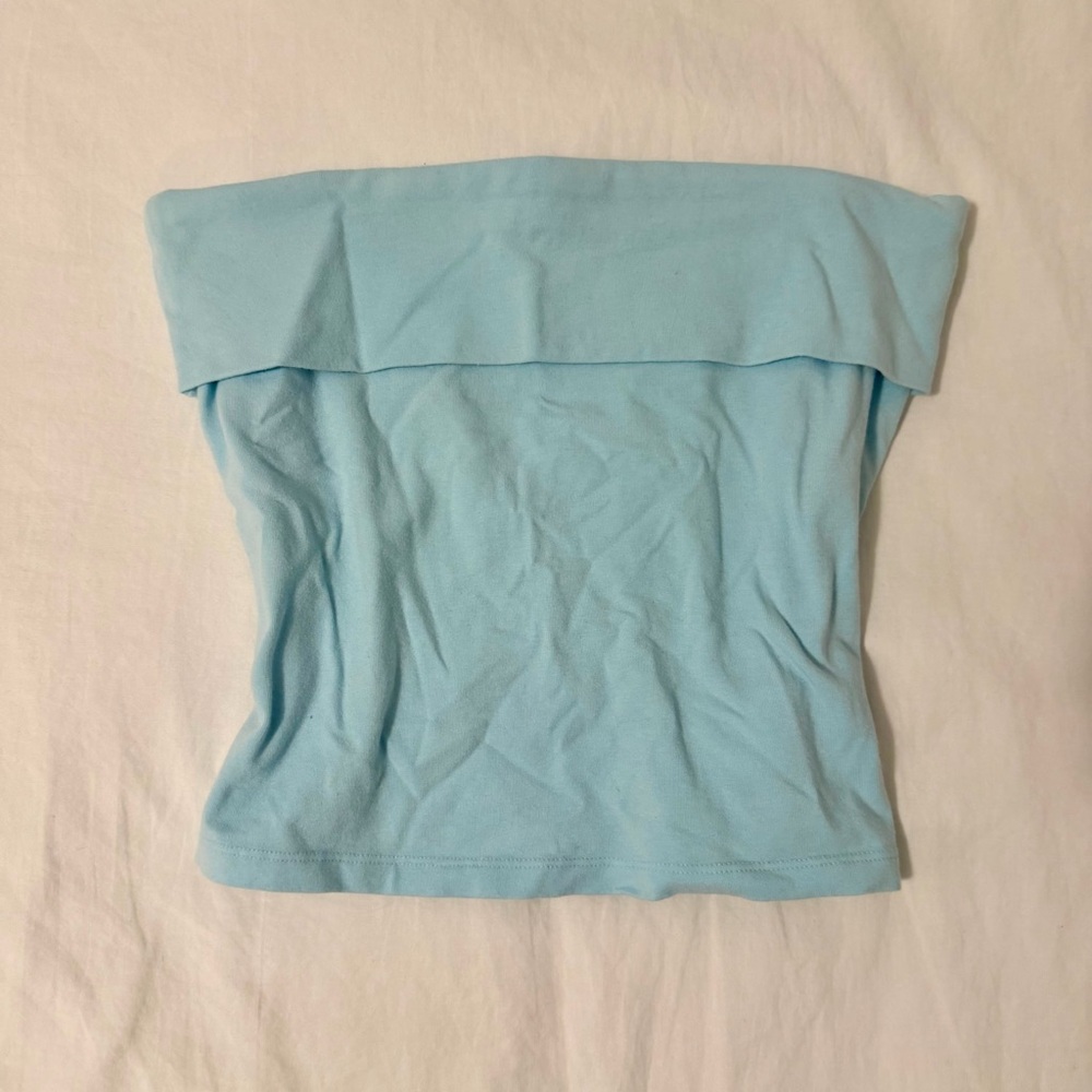 American Eagle Blue Foldover Tube Top